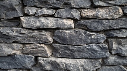 Fototapeta premium Rough Gray Stone Wall with Natural Grainy Texture
