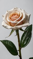 single rose white on a white background