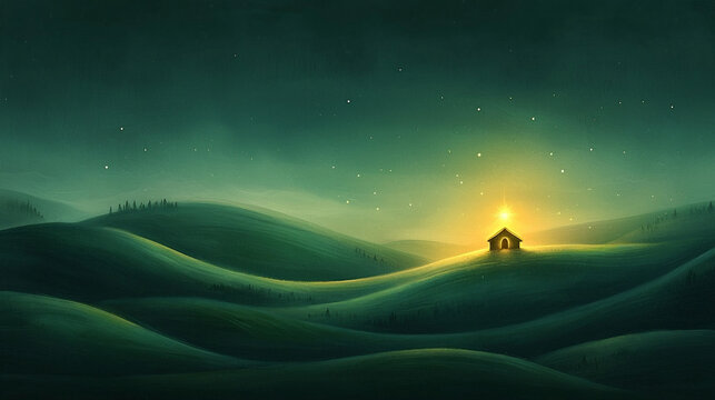 A hand-drawn background of rolling hills with