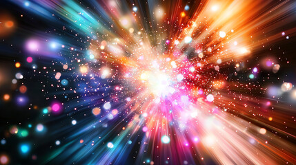 Fototapeta premium abstract colorful background with defocused rays and bokeh lights