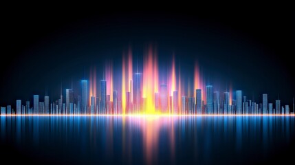 Fototapeta premium Futuristic Cityscape Illuminated Skyline Neon Glow Digital Metropolis