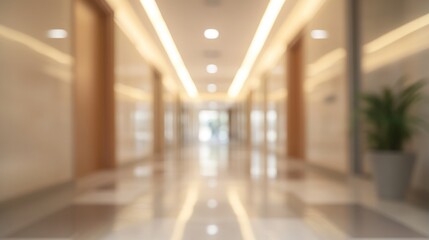 Abstract interior of a hospital or clinic a luxury hospital corridor. Blur clinic interior background Healthcare and medical concepts
