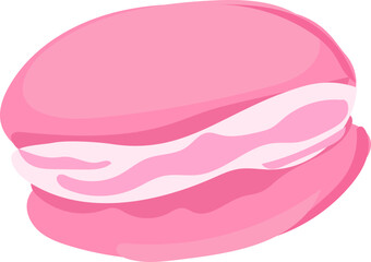 Obraz premium Illustration of a pink macaron featuring smooth shells and creamy filling.