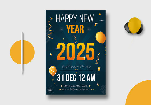 Happy New Year 2025 Template Design