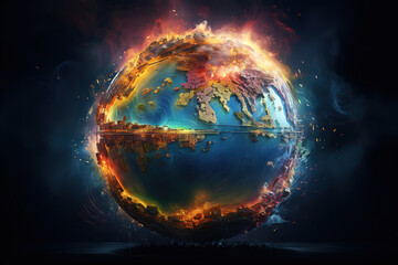 Fototapeta premium Planet Earth represented with network lines connecting different geographical locations