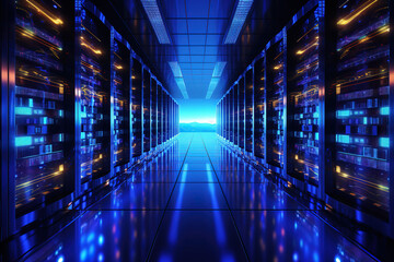 Fototapeta premium data center environment with interconnected server racks and efficient storage networks