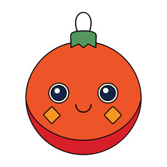 Vector Line Art Christmas Ball in White Background