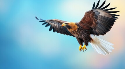 Obraz premium Majestic Golden Eagle Soaring Wings Spread Wide Bird of Prey in Flight