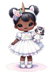 Playful unicorn-themed doll photography bright studio character art whimsical environment close-up view childhood fantasy