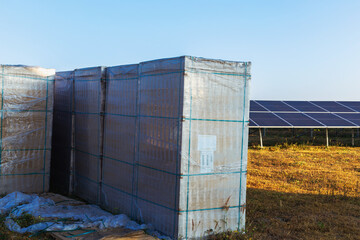 Solar panel boxes prepared for installation in power generation areas