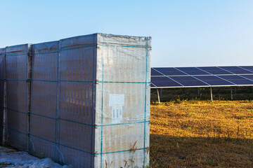 Solar panel boxes prepared for installation in power generation areas