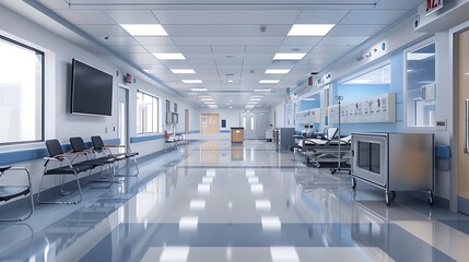 Fototapeta premium A spacious hospital lecture hall with sleek design and digital learning technology.