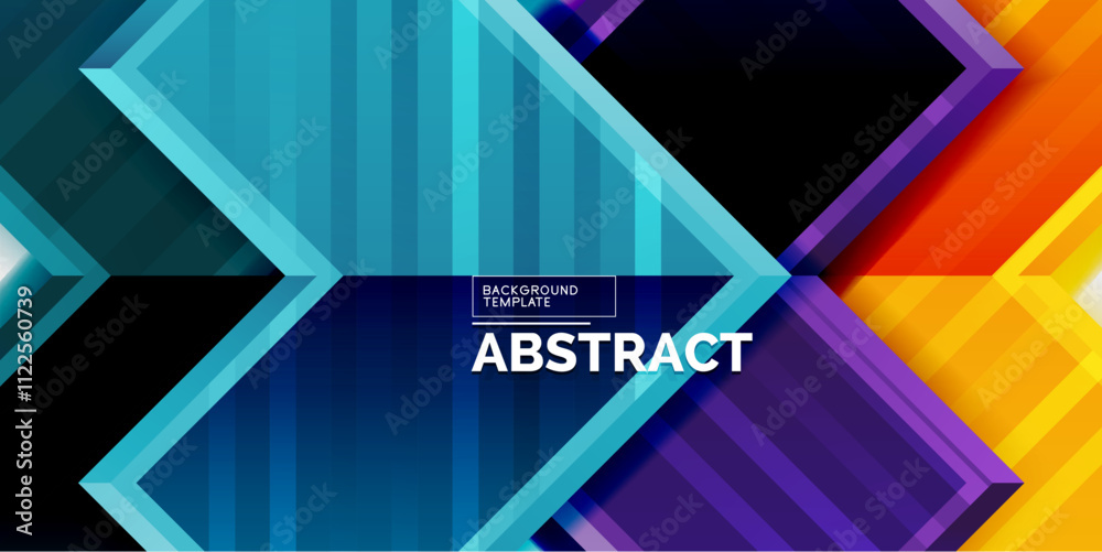 Poster Arrow symbols created with 3d effects and line texture geometric abstract background