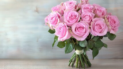 Obraz premium Romantic Pink Rose Bouquet Flowers Floral Arrangement Wedding Anniversary Valentine s