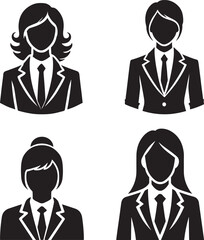 Business woman Silhouette design, Corporate Person, front view, black