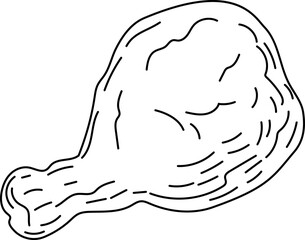 Line art drawing of chicken drumstick.