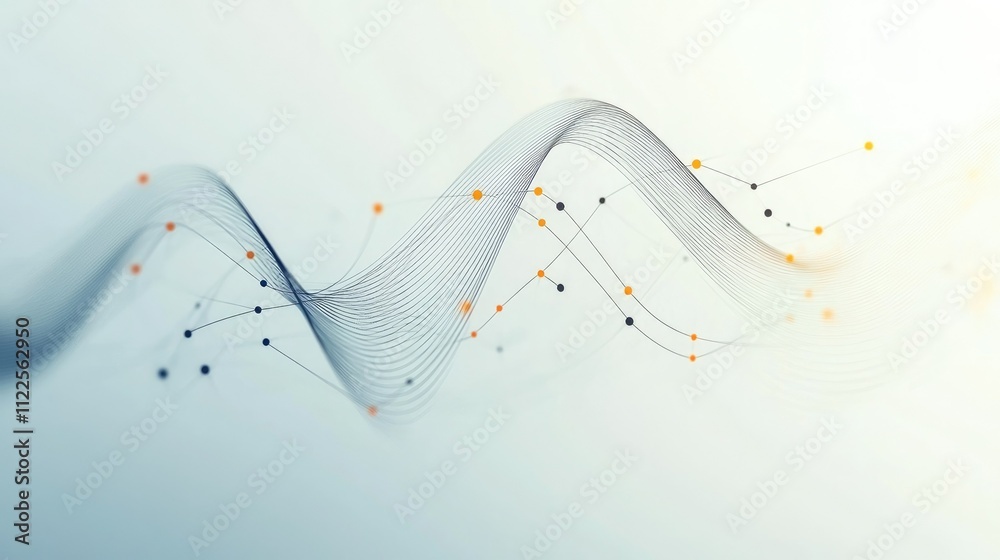 Poster a minimalist abstract data graph with floating geometric shapes and smooth lines, offering a clean s