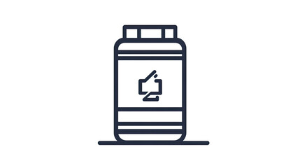 A simple graphic representation of a supplement bottle with a label.