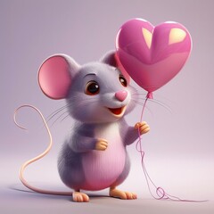 Valentine mouse with balloons cartoon 