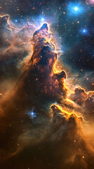 Fototapeta premium Artist's view of our solar system. Colorful planets, some with swirling gas, dance among a starry backdrop