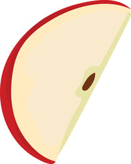 Apple slice with red skin and seed.