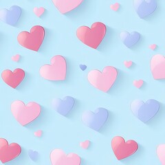 Modern pastel blue valentine's hearts design