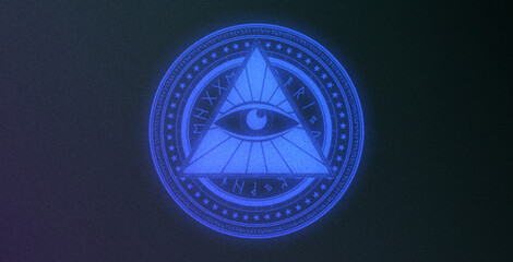Glowing All-Seeing Eye with Futuristic Geometric Patterns