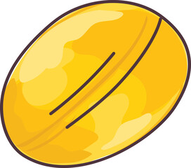 Illustration of a yellow medical tablet with scored lines.