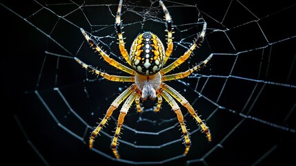 Obraz premium realistic Spider's web black background.