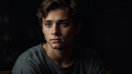 Obraz premium A boy with dark background