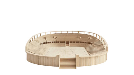 A wooden model of an arena designed for sports or performances.
