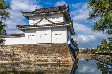 Outer Wall Moat Reflection Nijo Castle Kyoto Japan