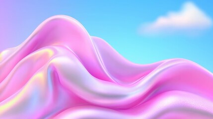 Obraz premium Abstract iridescent pink fluid background 3D render pastel colors dynamic design soft