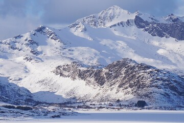 Fototapeta premium Beautiful snow mountain during winter season.