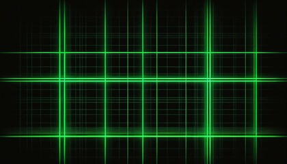Obraz premium Abstract digital art with green neon lines forming a grid pattern over a black background