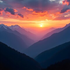 Obraz premium Misty Mountain Range Wallpaper A Dreamy Landscape in Soft Morning Light