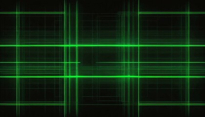 Obraz premium vAbstract digital art with green neon lines forming a grid pattern over a black background