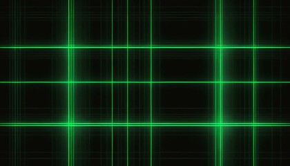Obraz premium Abstract digital art with green neon lines forming a grid pattern over a black background