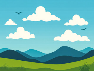 Fototapeta premium Natural landscape with blue sky and gentle hills during daytime