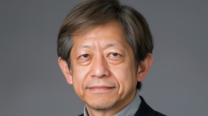Obraz premium Mature Asian Man Portrait Headshot Serious Expression Professional Businessman Corpor