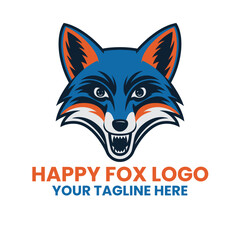 Obraz premium Dynamic Happy Fox Logo - Perfect for Animal, Wildlife, and Playful Branding | Fox Logo | Animal Logo Illustration | Fox | Logo | Logo Design
