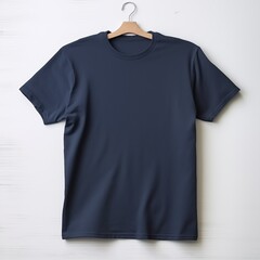 Blank navy t shirt mock up template, front view isolated on white background. Generative ai