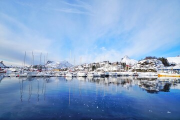 Beautiful fisherman village during winter season at Norway.