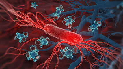 Futuristic Nanotechnology Abstract Background with Glowing Molecular Structures and Digital Connections