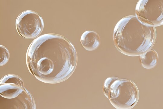 Bolle di sapone lucenti su sfondo uniforme Generative AI