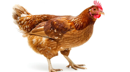 Low Angle View of a Chicken against black background Five Chickens on white, Generative Ai