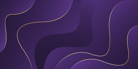 Abstract purple luxury wave background with gold lines. Elegant modern wallpapers. Suitable for templates, banners, cards, sales, ads, events, awards, web and pages