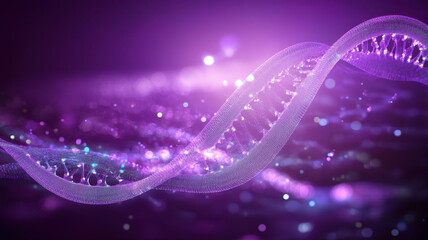 A graphical abstract background of simulated dna with flowing lines and glowing dots