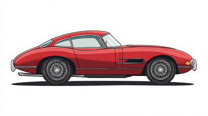 red classic vintage sports car side view illustration