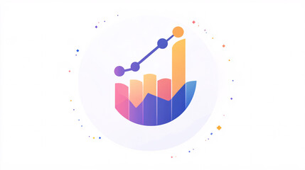 Obraz premium colorful gradient business graph chart icon in circle with white background